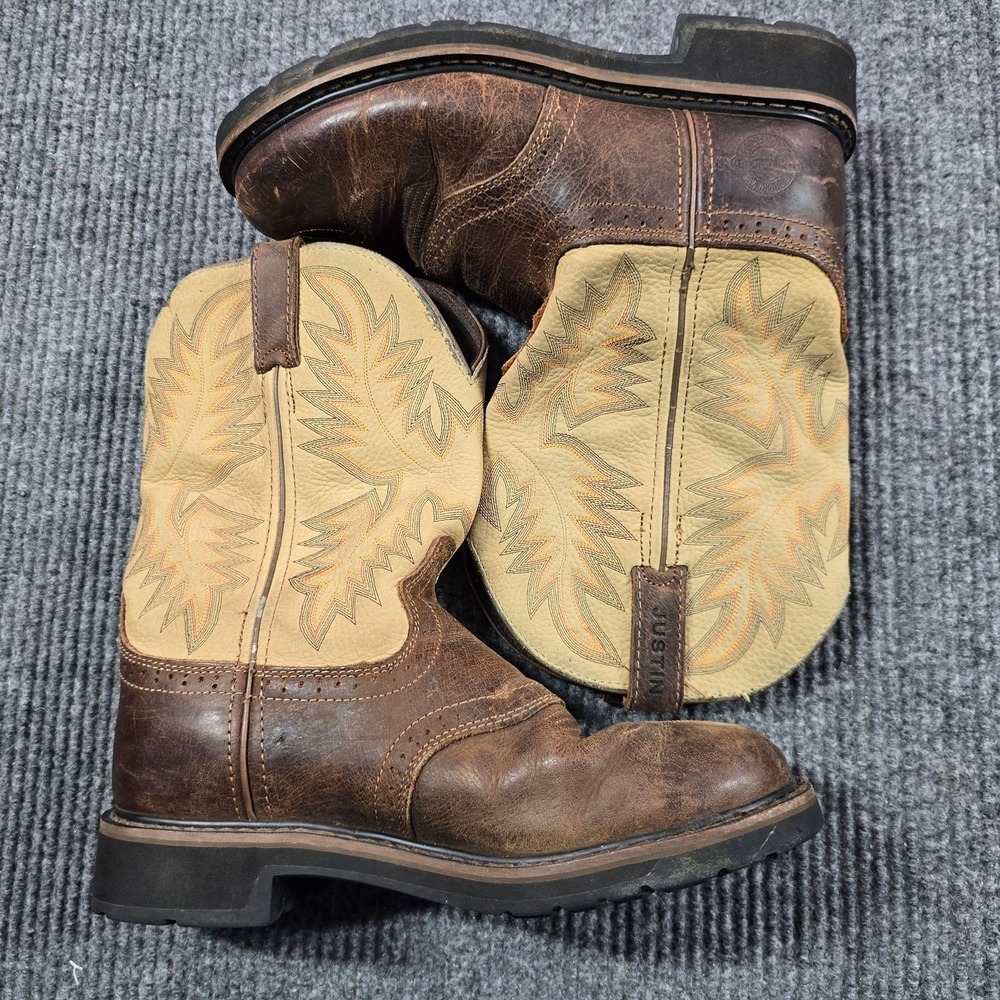 Justin Boots Mens Size 9D Brown Leather Superintendent Western Pull On WK4660
